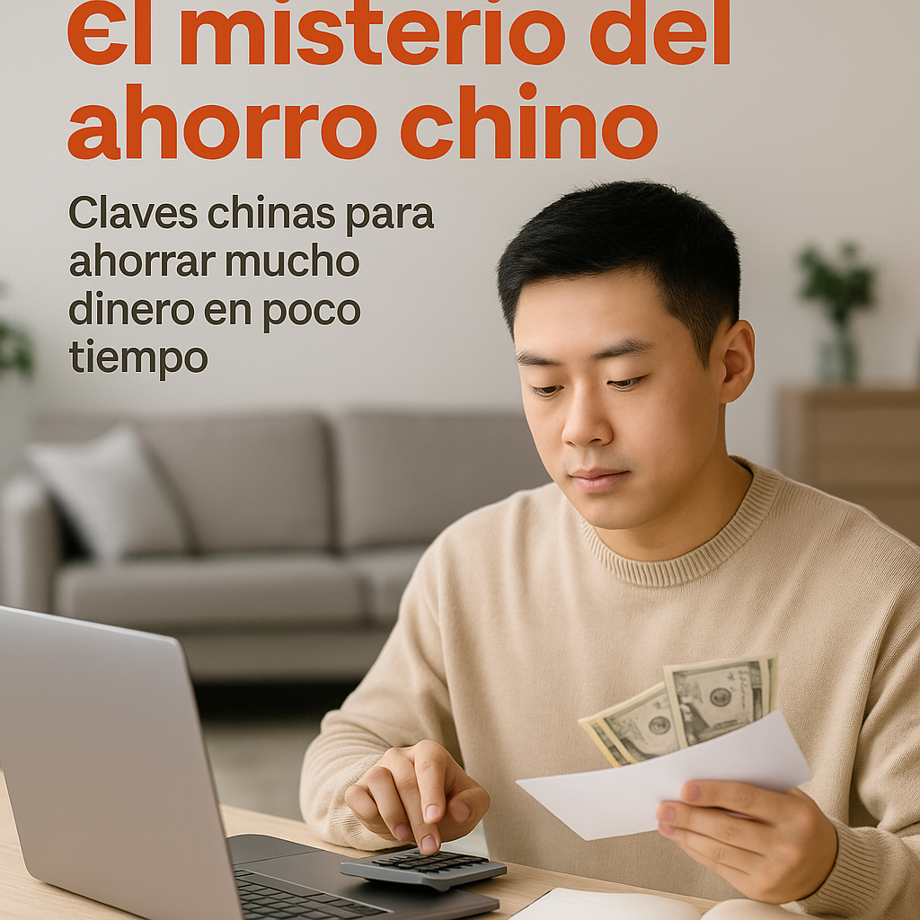 Joven asiático calculando gastos y revisando billetes de dólar con una laptop sobre una mesa en su hogar.