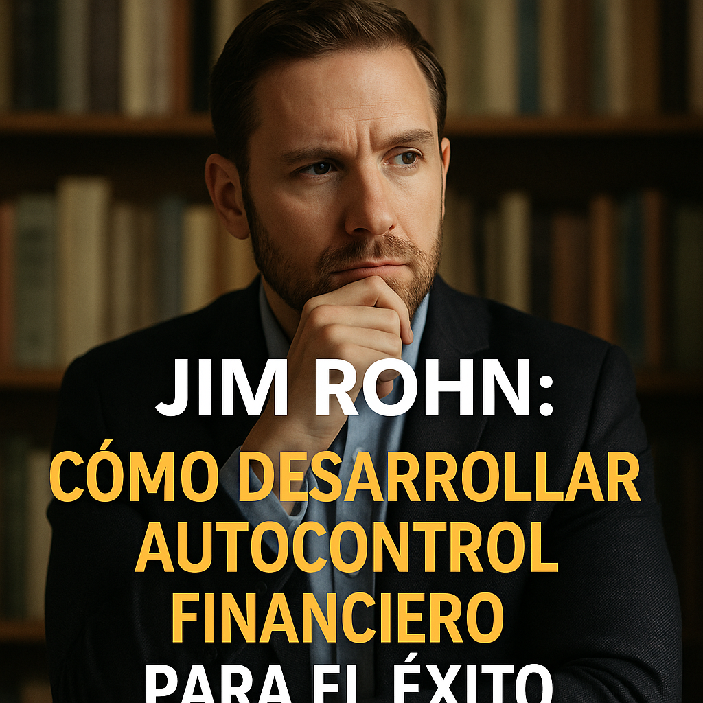 Retrato profesional de un hombre pensativo con traje, representando el concepto de Jim Rohn sobre cómo desarrollar autocontrol financiero para alcanzar el éxito.