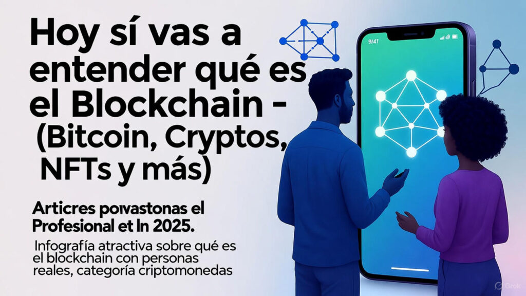 Infografía atractiva sobre qué es el blockchain con personas reales