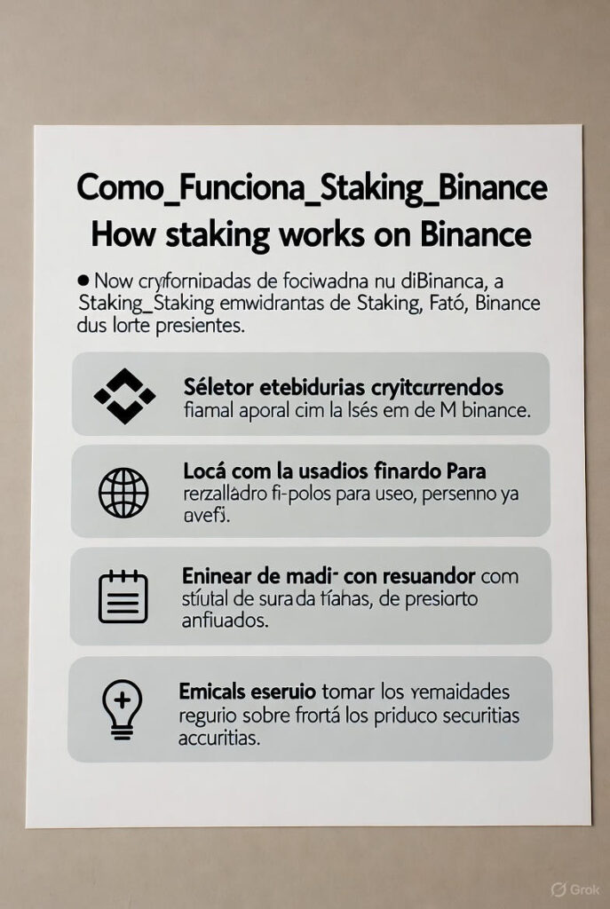: Infografía atractiva sobre cómo funciona staking en Binance
