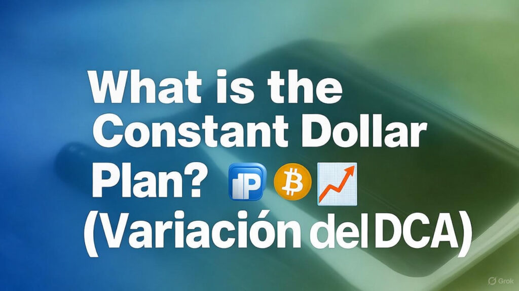 Infografía del Constant Dollar Plan con Bitcoin, centrado en criptomonedas y educación financiera para 2025