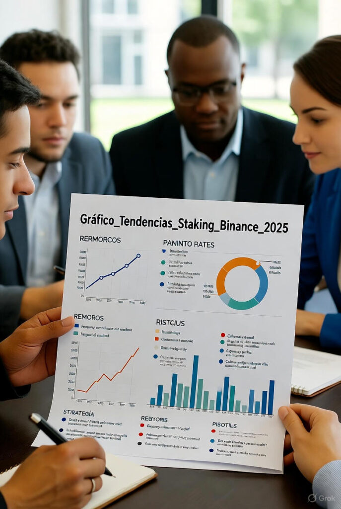 Infografía atractiva sobre gráfico tendencias staking Binance 2025