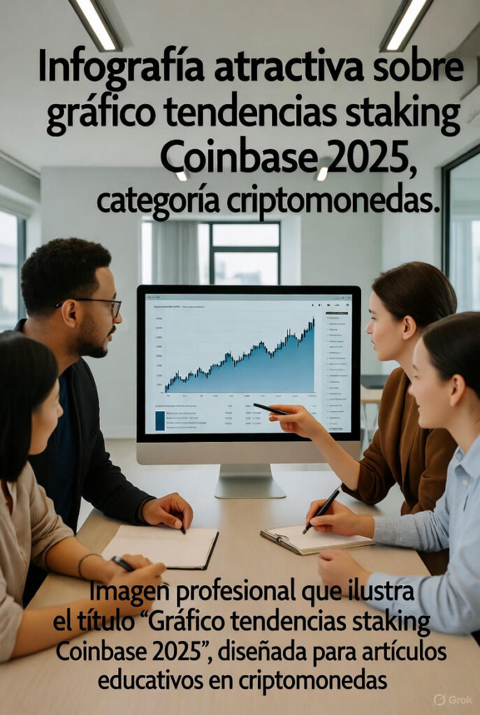 Infografía atractiva sobre gráfico tendencias staking Coinbase 2025