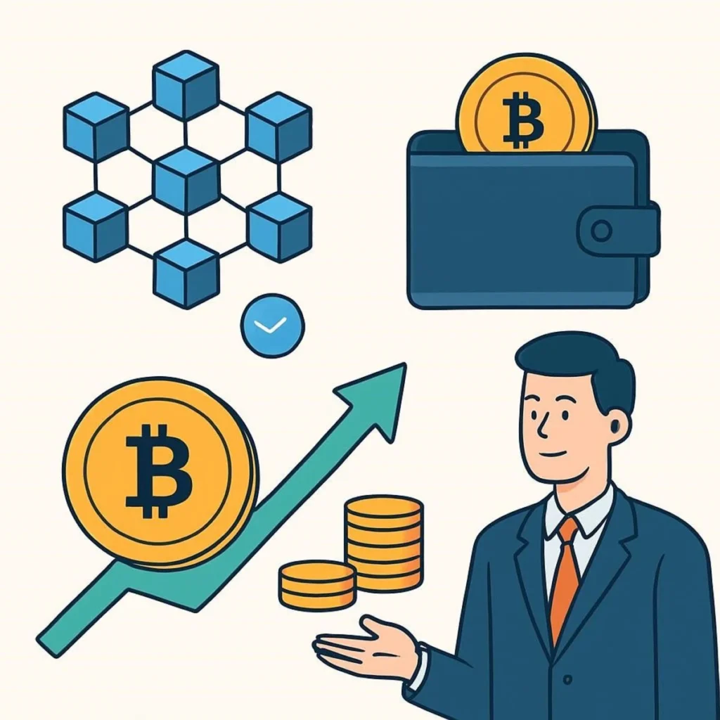 Infografía explicando el funcionamiento del staking en criptomonedas.
