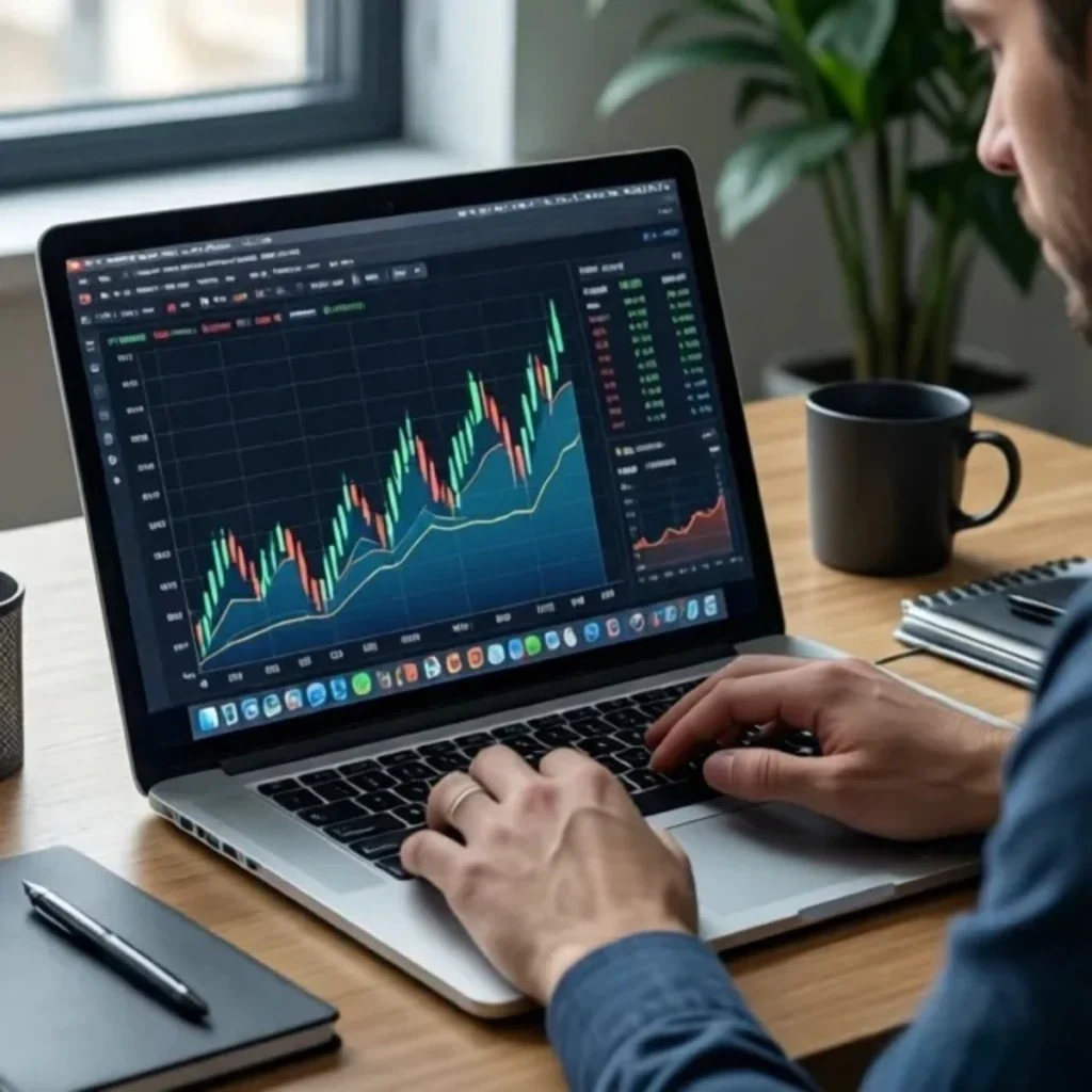 Persona analizando inversión en criptomonedas