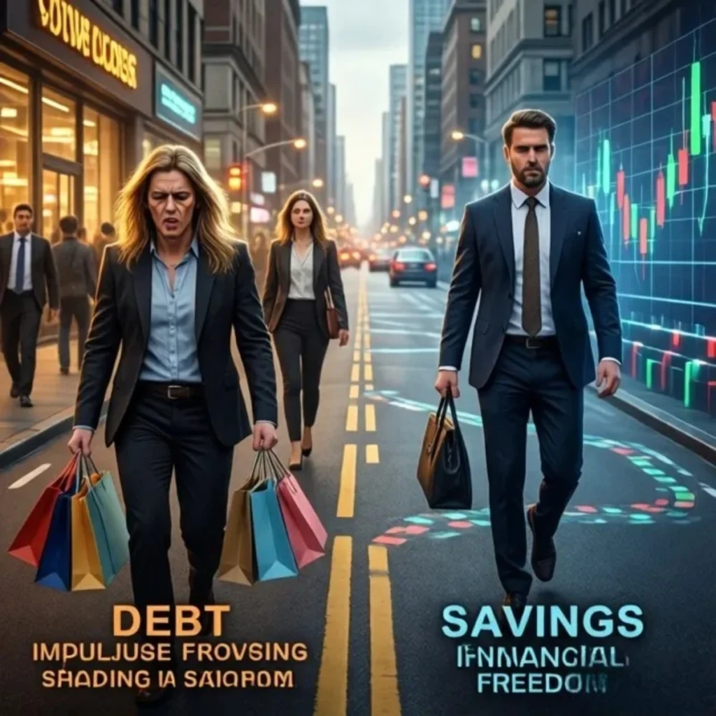 Comparación entre malos hábitos financieros y libertad financiera