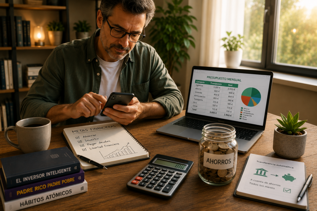 Persona creando el hábito del ahorro constante mediante una correcta planificación financiera.