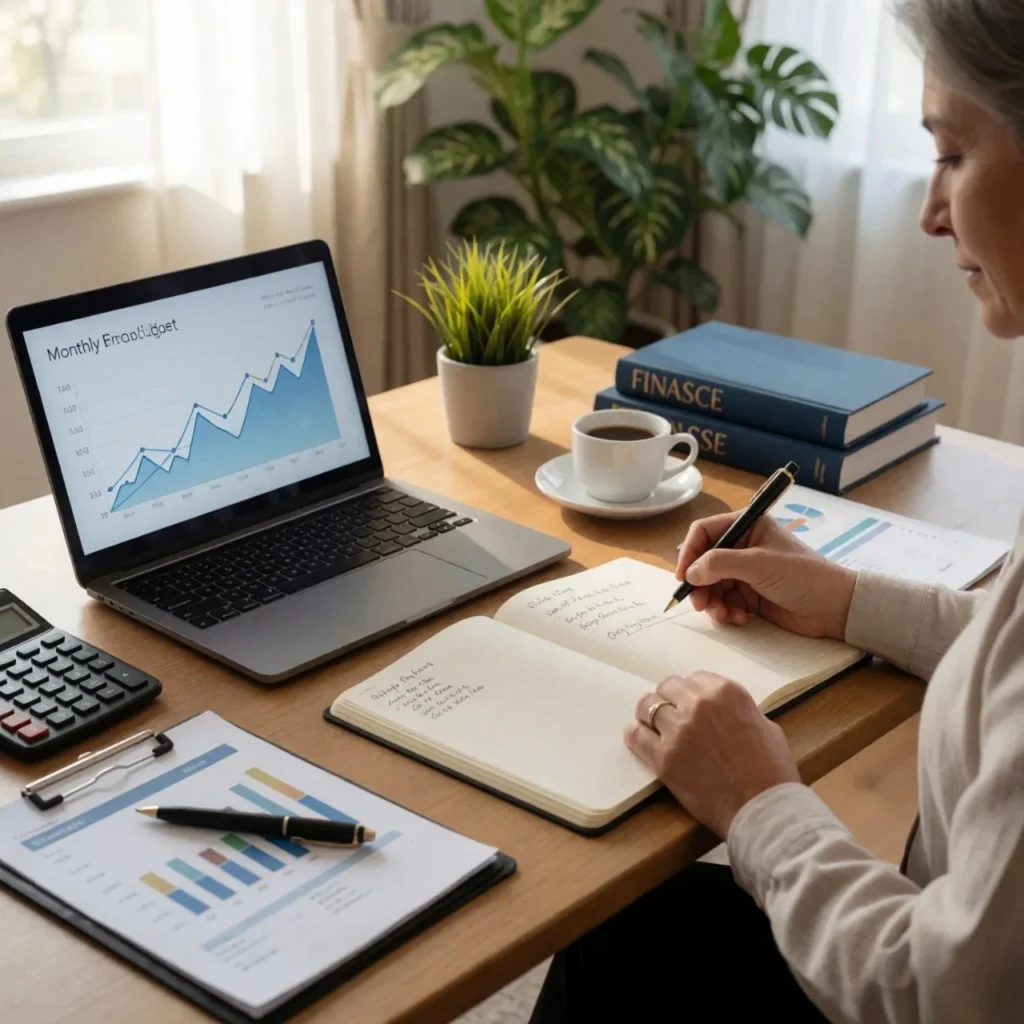 Persona organizando un plan financiero para dejar de vivir de sueldo en sueldo y alcanzar estabilidad económica.