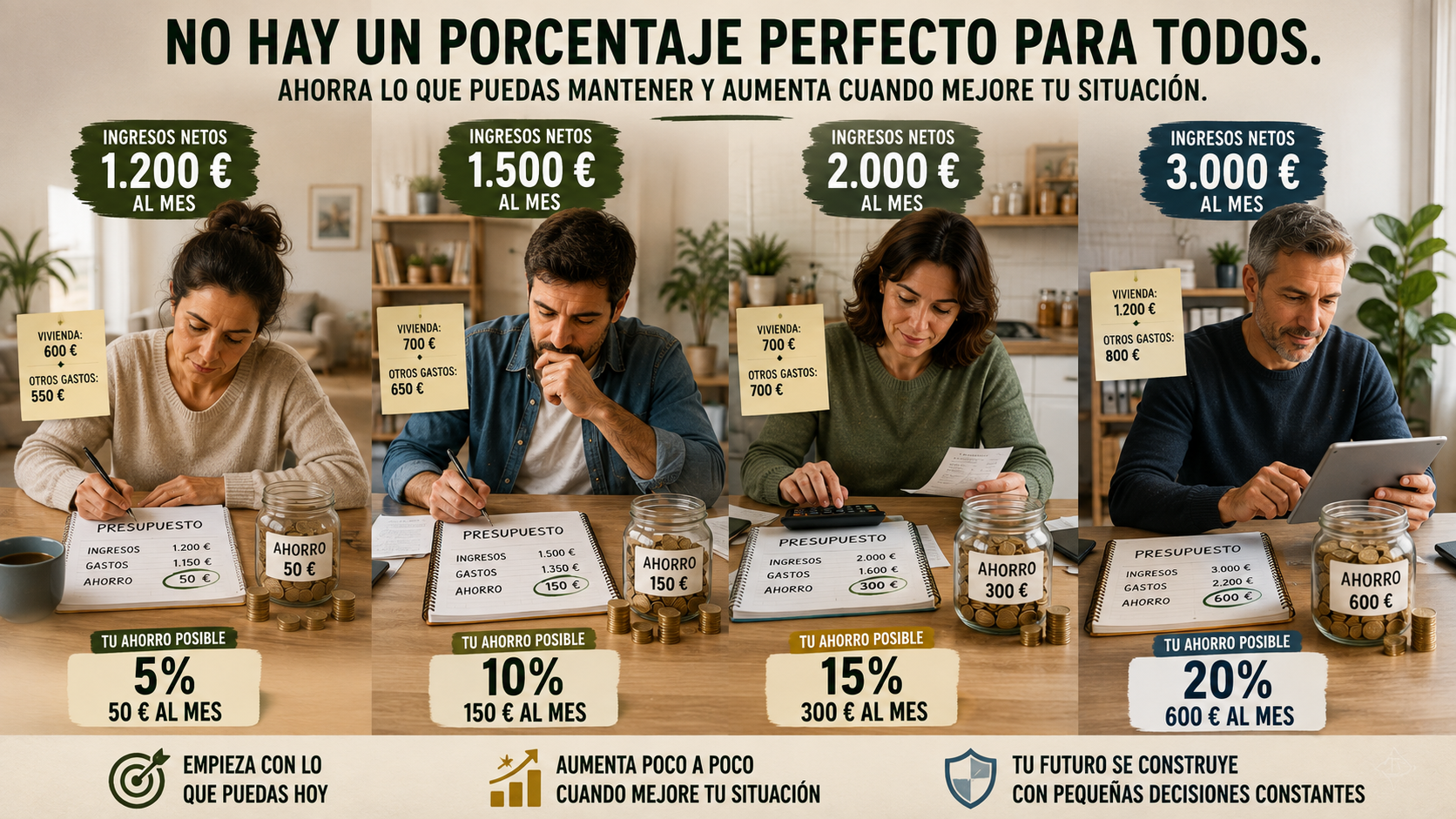 Cuánto dinero deberías ahorrar cada mes según tus ingresos