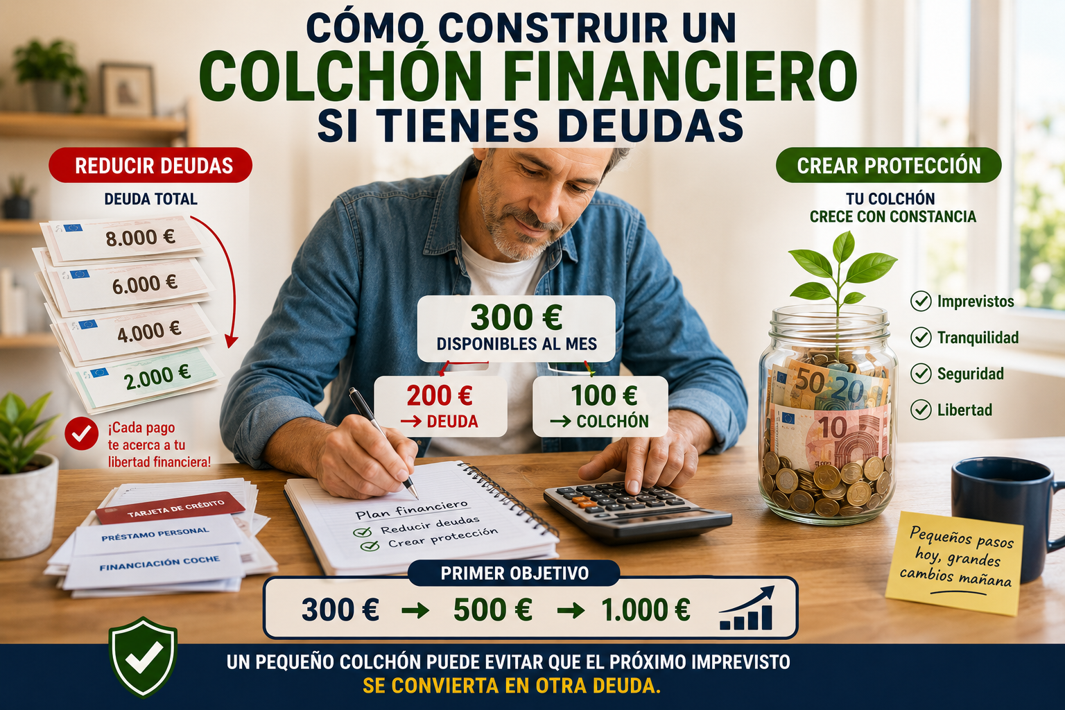 Cómo construir un colchón financiero si tienes deudas