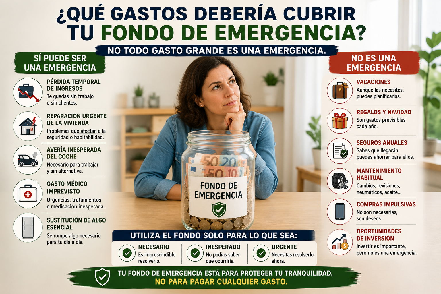Qué gastos debería cubrir un fondo de emergencia y cuáles no