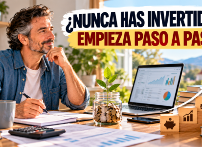 Persona de unos 50 años aprendiendo cómo empezar a invertir por primera vez con ahorros, planificación y una estrategia paso a paso.