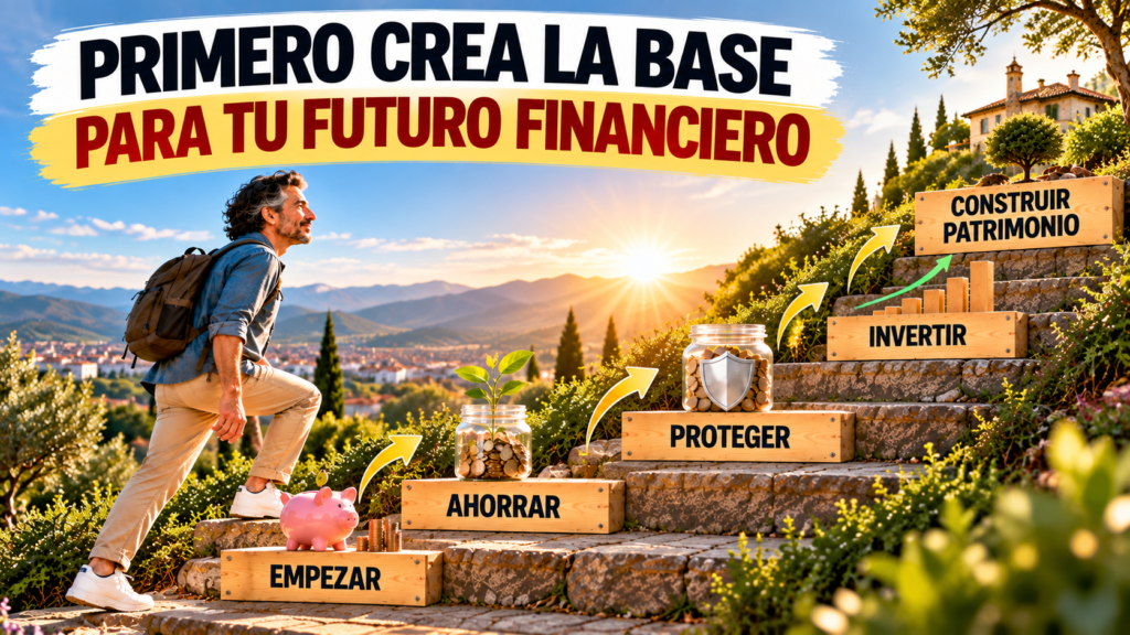 Camino financiero desde empezar a ahorrar y crear un fondo de emergencia hasta comenzar a invertir a largo plazo.