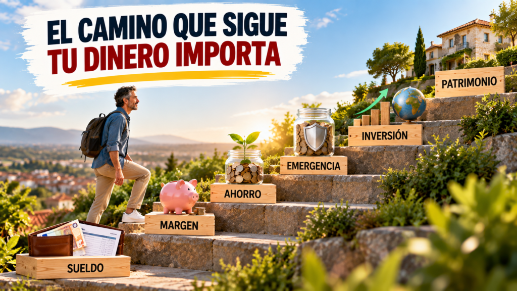 Camino financiero desde crear margen y ahorrar hasta tener un fondo de emergencia, invertir y construir patrimonio.