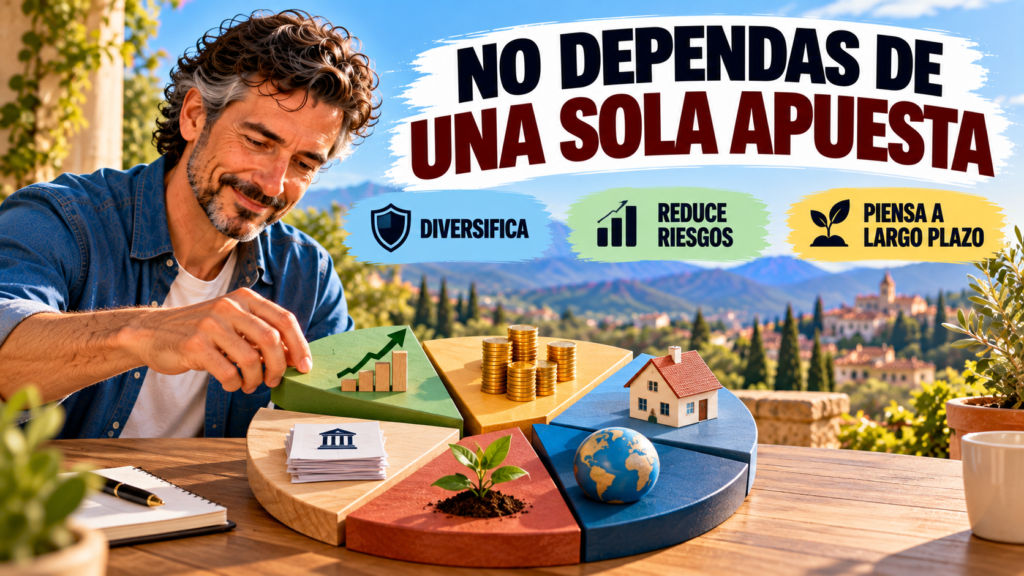 Persona de unos 50 años repartiendo su inversión entre diferentes tipos de activos para evitar depender de una única inversión.