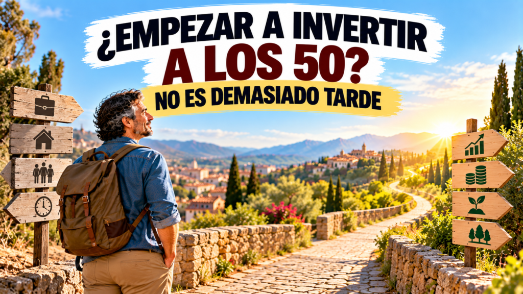 Persona de unos 50 años comenzando un camino de ahorro e inversión a largo plazo para mejorar su futuro financiero.