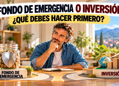 Persona decidiendo entre destinar sus ahorros a crear un fondo de emergencia o comenzar una inversión a largo plazo.